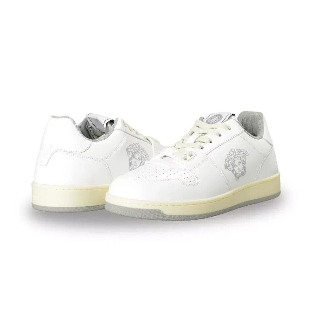 NIB Versace Men’s EU 43/ US 10 White Leather Medusa Logo Sneakers Shoes $700